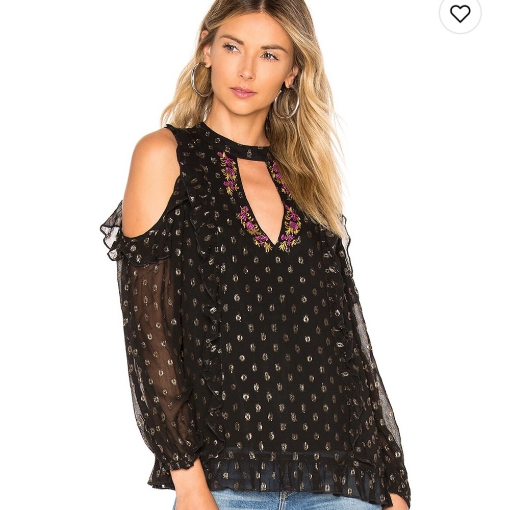 Tularosa Long Sleeve Cold Shoulder Keyhole Neck Blouse